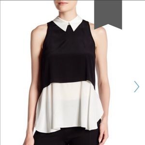 Elizabeth and James Black & White Collared Blouse